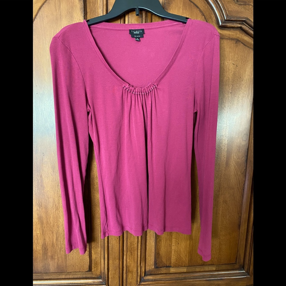 Talbots dark maroon cotton top
